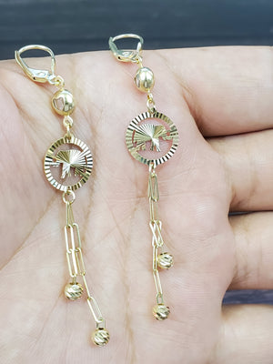 10K Solid Yellow Gold Elephant Dangle Earrings for Girls womens