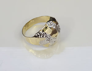 Real 10K Solid Yellow & White Gold Soccer Ball Ring