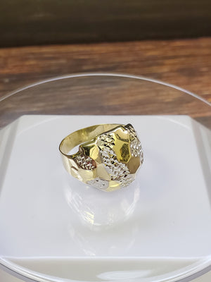 Real 10K Solid Yellow & White Gold Soccer Ball Ring