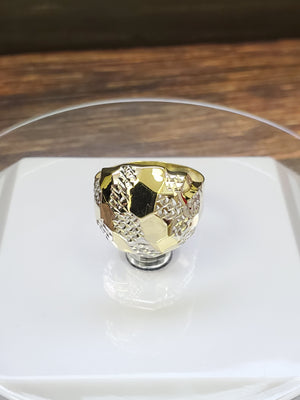 Real 10K Solid Yellow & White Gold Soccer Ball Ring