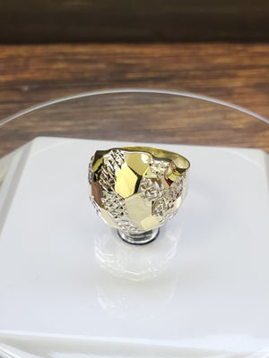 Real 10K Solid Yellow & White Gold Soccer Ball Ring