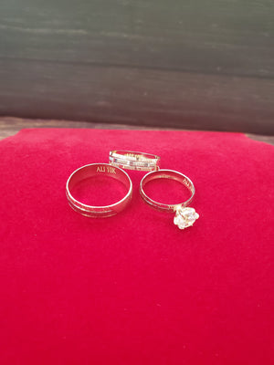 Real 10K Solid Tri Color Yellow, White & Rose Gold Trio Ring