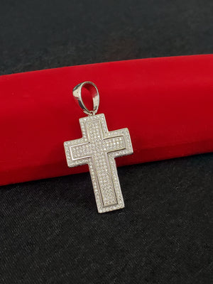 925 Sterling Silver Cross Pendant Charm with Box Chain (Made in Italy)