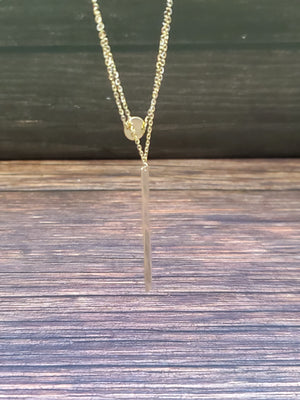 14K Solid Yellow Gold Bar Cable Link Necklace