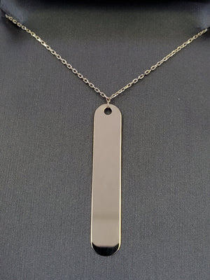14K Solid Yellow Gold Engravable Bar Cable Link Necklace