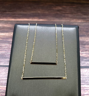 14K Solid Yellow Gold Double Bar Cable Link Necklace