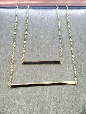 14K Solid Yellow Gold Double Bar Cable Link Necklace