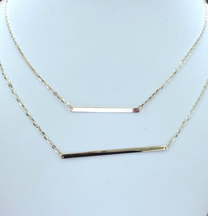 14K Solid Yellow Gold Double Bar Cable Link Necklace