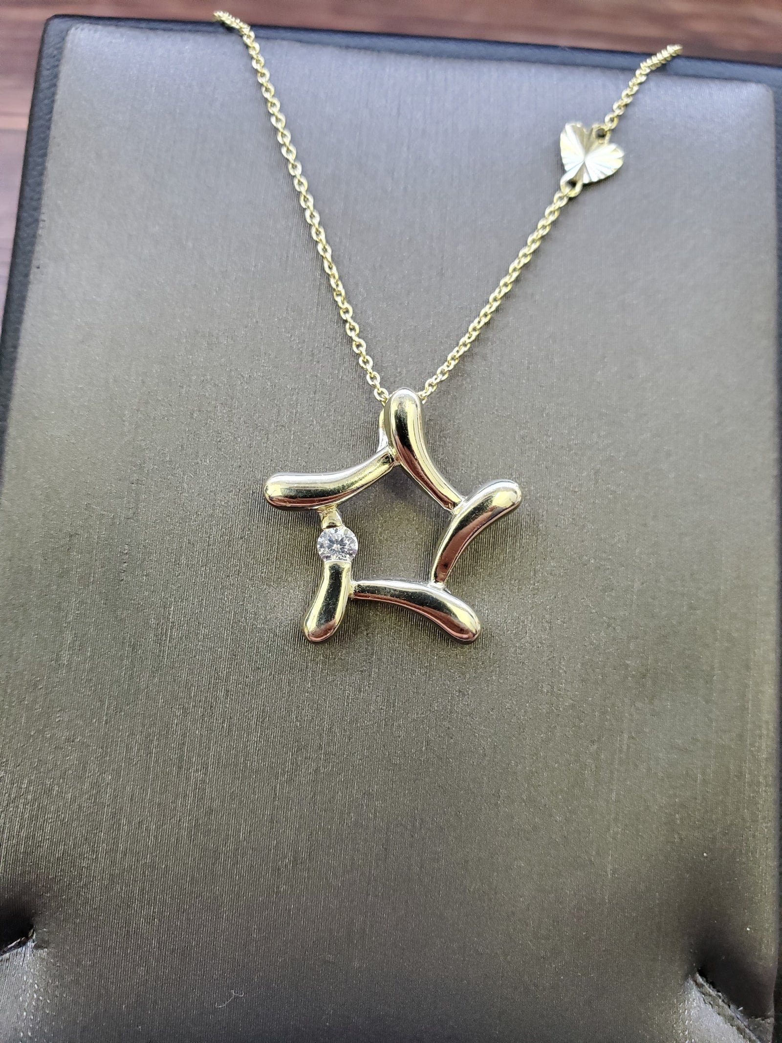 925 Sterling Silver Gold Plated Star Cz Charm Cable Link Necklace
