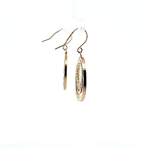10K Solid Yellow Gold Diamond Cut Round Dangle Earrings for Girls Womens
