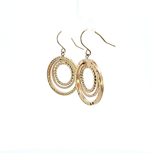 10K Solid Yellow Gold Diamond Cut Round Dangle Earrings for Girls Womens