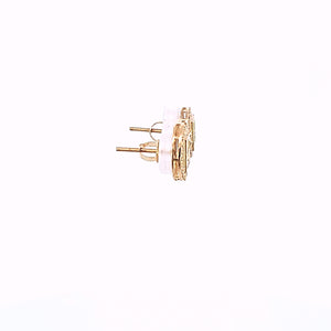 10K Solid Yellow Gold Round Baguette Earrings for Girls womens
