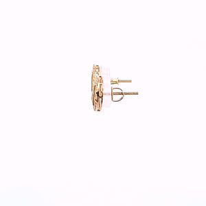 10K Solid Yellow Gold Round Baguette Earrings for Girls womens