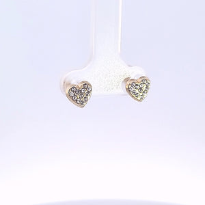 10K Solid Yellow Gold Cz Heart Earrings for Girls Womens
