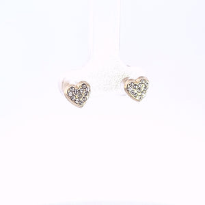 10K Solid Yellow Gold Cz Heart Earrings for Girls Womens
