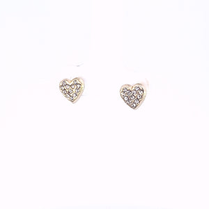 10K Solid Yellow Gold Cz Heart Earrings for Girls Womens