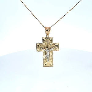 10K Solid Real Yellow Gold Jesus Pendant Charm with Box Chain