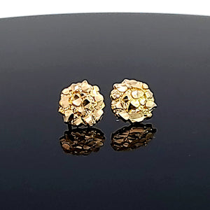 10K Solid Yellow Gold Nugget Cut Earrings for Girls womens
