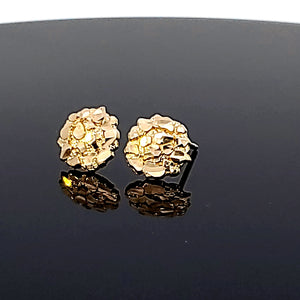 10K Solid Yellow Gold Nugget Cut Earrings for Girls womens