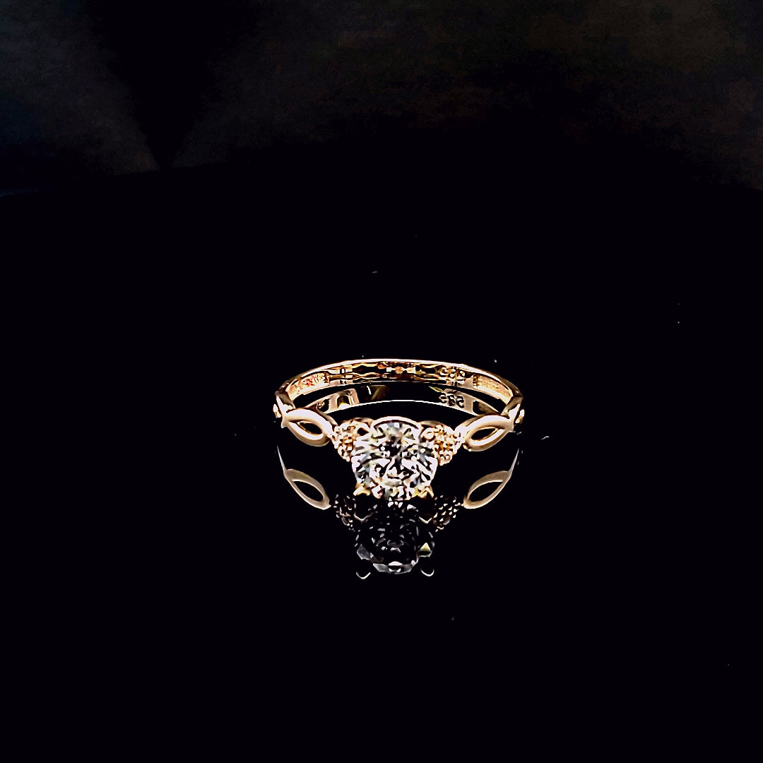 14K Solid Yellow Gold Solitaire Cz Heart Ring For Ladies