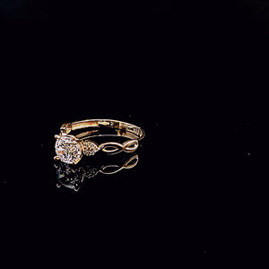 14K Solid Yellow Gold Solitaire Cz Ring