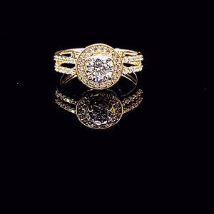 14K Solid Yellow Gold Round Solitaire Cz Ring