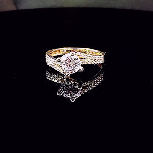 14K Solid Yellow Gold Square Solitaire Cz Ring