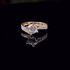 14K Solid Yellow Gold Square Solitaire Cz Ring