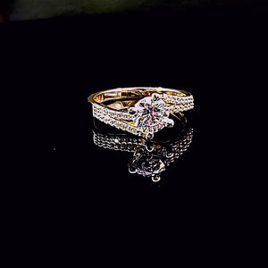 14K Solid Yellow Gold Square Solitaire Cz Ring