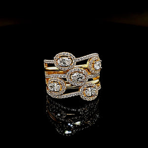 10K Solid Yellow Gold Cz Braided Ring For Women