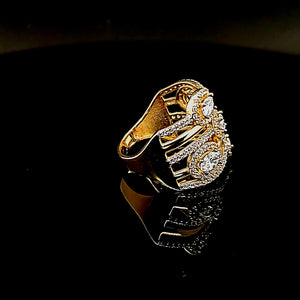 10K Solid Yellow Gold Cz Braided Ring For Women