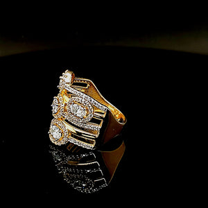 10K Solid Yellow Gold Cz Braided Ring For Women