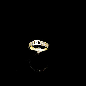 10K Solid Yellow Gold CC Cz Ring For Women