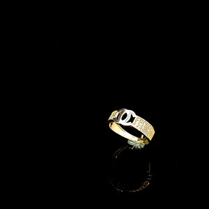 10K Solid Two Tone Yellow & White Gold CC Cz Ring For Women
