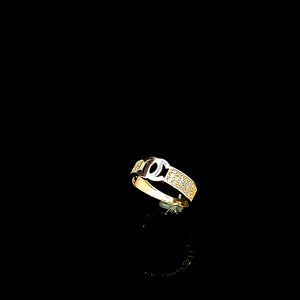 10K Solid Two Tone Yellow & White Gold CC Cz Ring For Women