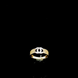 10K Solid Two Tone Yellow & White Gold CC Cz Ring For Women
