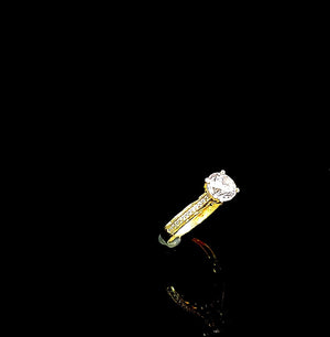 10K Solid Yellow Gold Solitaire Cz Ring For Women