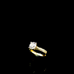 10K Solid Yellow Gold Solitaire Cz Ring For Women