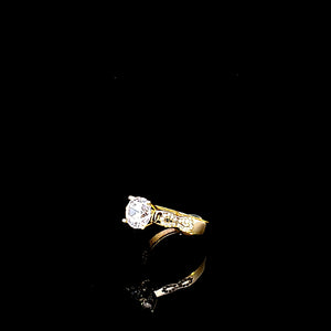10K Solid Yellow Gold Solitaire Cz Ring For Women