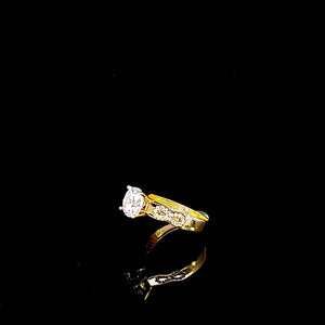 10K Solid Yellow Gold Solitaire Cz Ring For Women