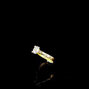 10K Solid Yellow Gold Solitaire Cz Ring For Women