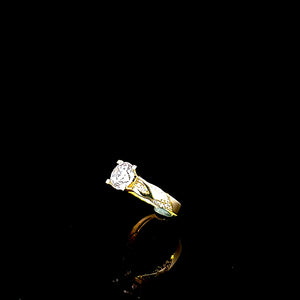 10K Solid Yellow Gold Square Solitaire Cz Ring For Women