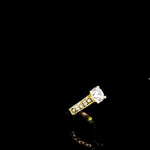 10K Solid Yellow Gold Solitaire Cz Ring For Women