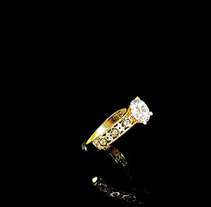 10K Solid Yellow Gold Solitaire Cz Ring For Women