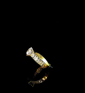 10K Solid Yellow Gold Solitaire Cz Ring For Women