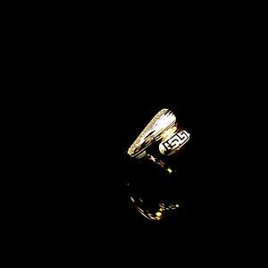 Real 10K Solid Yellow Gold Round Snake Ring in Greek Style