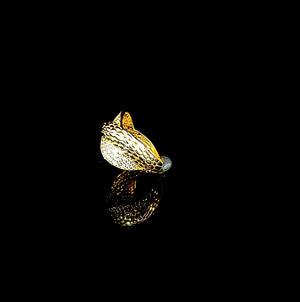 10K Solid Yellow Gold Round Snake CZ Ring For Women