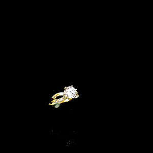 10K Solid Yellow Gold Solitaire Cz Ring For Women