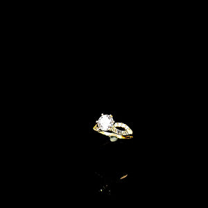 10K Solid Yellow Gold Solitaire Cz Ring For Women