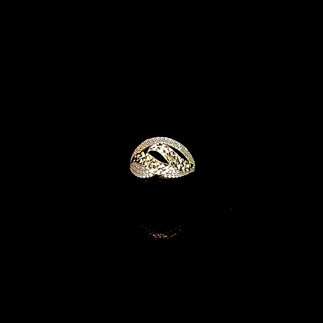 10K Solid Yellow Gold Round Snake CZ Ring For Ladies